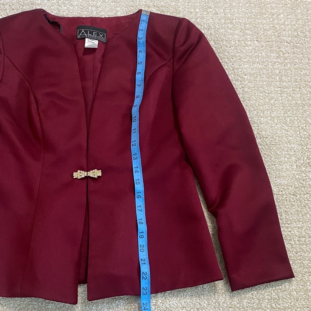 Alex Evenings Women's Deep Red Blazer Size 4 - Picture 8 of 12